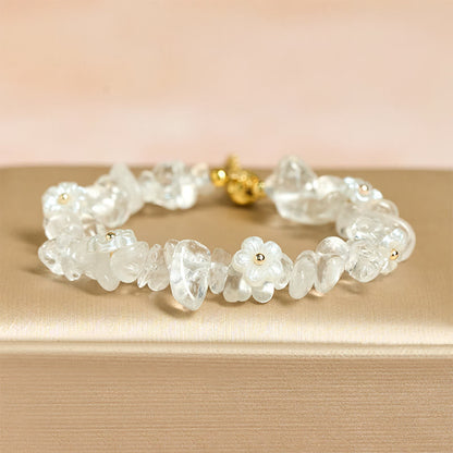 FREE Today: Spiritual and Positive Irregular Crystal Flower Design Amethyst White Crystal Bracelet