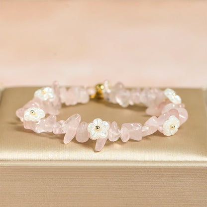 FREE Today: Spiritual and Positive Irregular Crystal Flower Design Amethyst White Crystal Bracelet