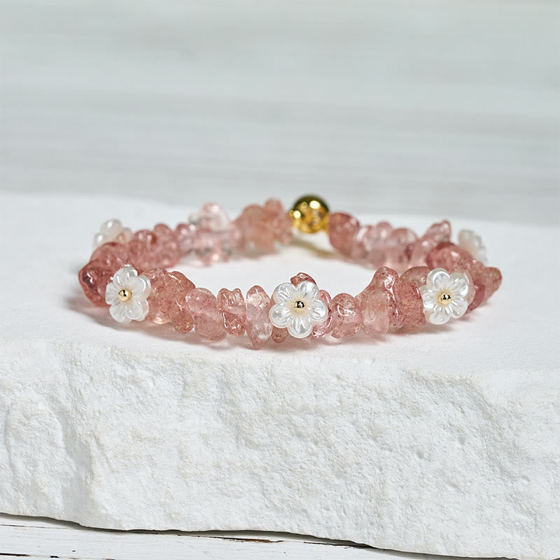 FREE Today: Spiritual and Positive Irregular Crystal Flower Design Amethyst White Crystal Bracelet