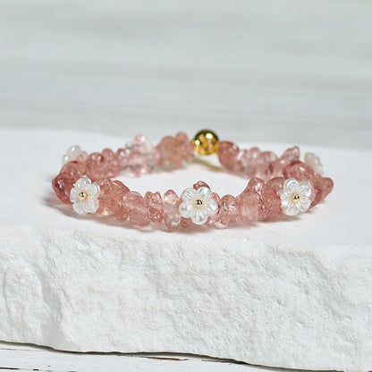 FREE Today: Spiritual and Positive Irregular Crystal Flower Design Amethyst White Crystal Bracelet