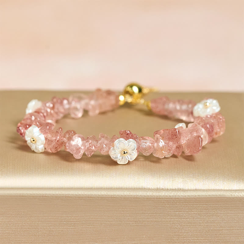 FREE Today: Spiritual and Positive Irregular Crystal Flower Design Amethyst White Crystal Bracelet