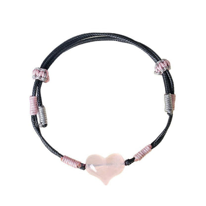 FREE Today: Self-acceptance and Warmth Natural Heart Charm Pink Crystal Braided String Bracelet