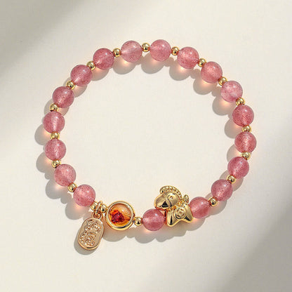 FREE Today: Love and Positive Year Of The Horse Strawberry Quartz Citrine Red Agate Pink Crystal Bracelet