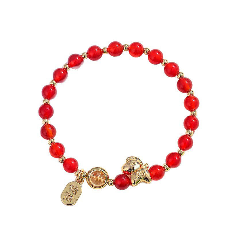FREE Today: Love and Positive Year Of The Horse Strawberry Quartz Citrine Red Agate Pink Crystal Bracelet