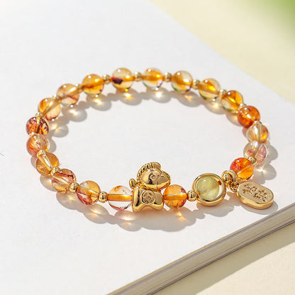 FREE Today: Love and Positive Year Of The Horse Strawberry Quartz Citrine Red Agate Pink Crystal Bracelet