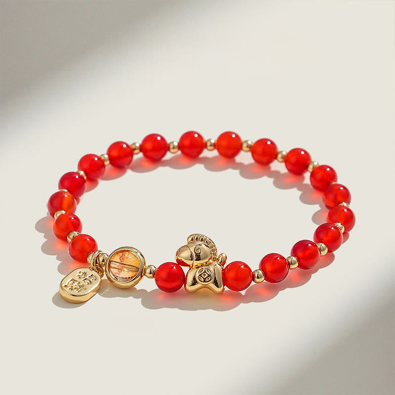 FREE Today: Love and Positive Year Of The Horse Strawberry Quartz Citrine Red Agate Pink Crystal Bracelet
