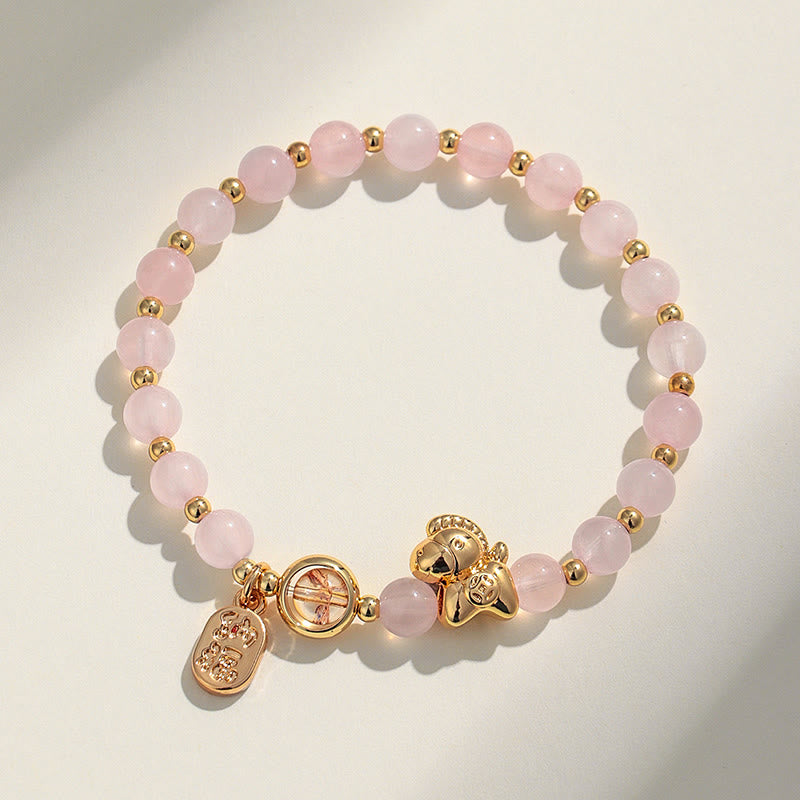 FREE Today: Love and Positive Year Of The Horse Strawberry Quartz Citrine Red Agate Pink Crystal Bracelet