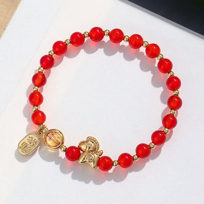 FREE Today: Love and Positive Year Of The Horse Strawberry Quartz Citrine Red Agate Pink Crystal Bracelet
