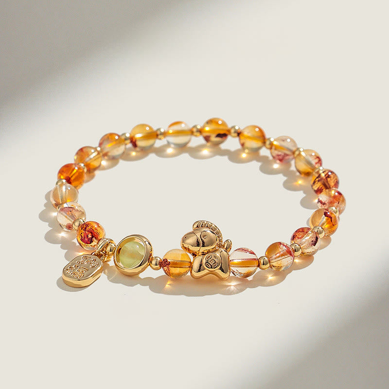 FREE Today: Love and Positive Year Of The Horse Strawberry Quartz Citrine Red Agate Pink Crystal Bracelet