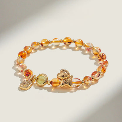 FREE Today: Love and Positive Year Of The Horse Strawberry Quartz Citrine Red Agate Pink Crystal Bracelet
