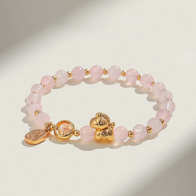 FREE Today: Love and Positive Year Of The Horse Strawberry Quartz Citrine Red Agate Pink Crystal Bracelet