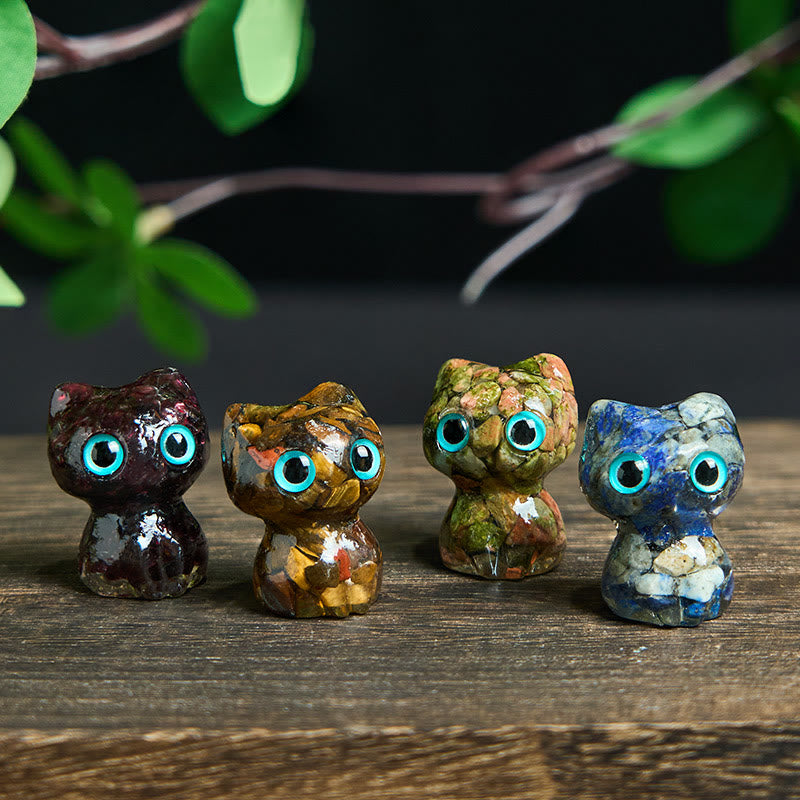FREE Today: Protection and Healing Crystal Drip Resin Small Cat Decoration Statue