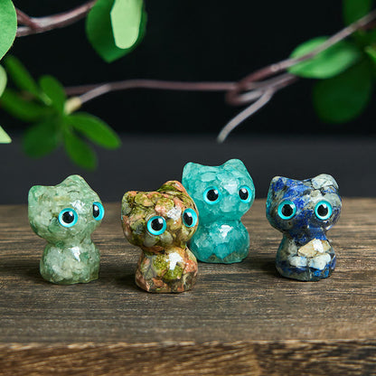 FREE Today: Protection and Healing Crystal Drip Resin Small Cat Decoration Statue