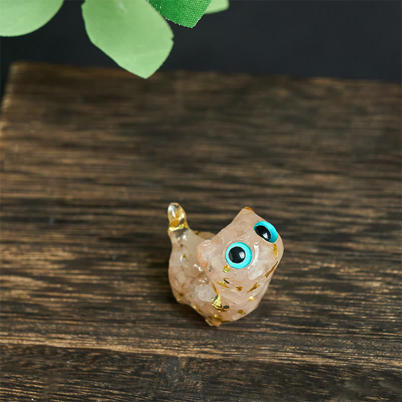 FREE Today: Strength and Protection Crystal Drip Resin Small Cat Statue Decoration