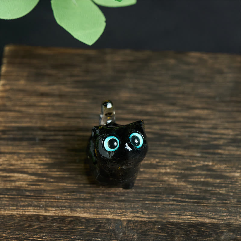 FREE Today: Strength and Protection Crystal Drip Resin Small Cat Statue Decoration