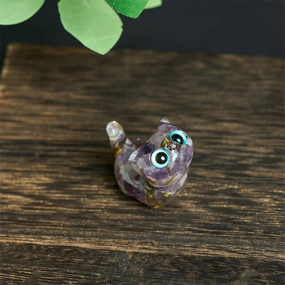 FREE Today: Strength and Protection Crystal Drip Resin Small Cat Statue Decoration