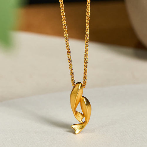 FREE Today: Prosperity and Wealth Double Koi Fish 24k Gold Plated Brass Chain Necklace Pendant