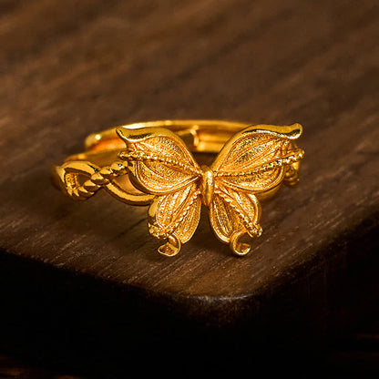 FREE Today: Love and Freedom 24k Gold Plated Brass Butterfly Symbol Adjustable Ring