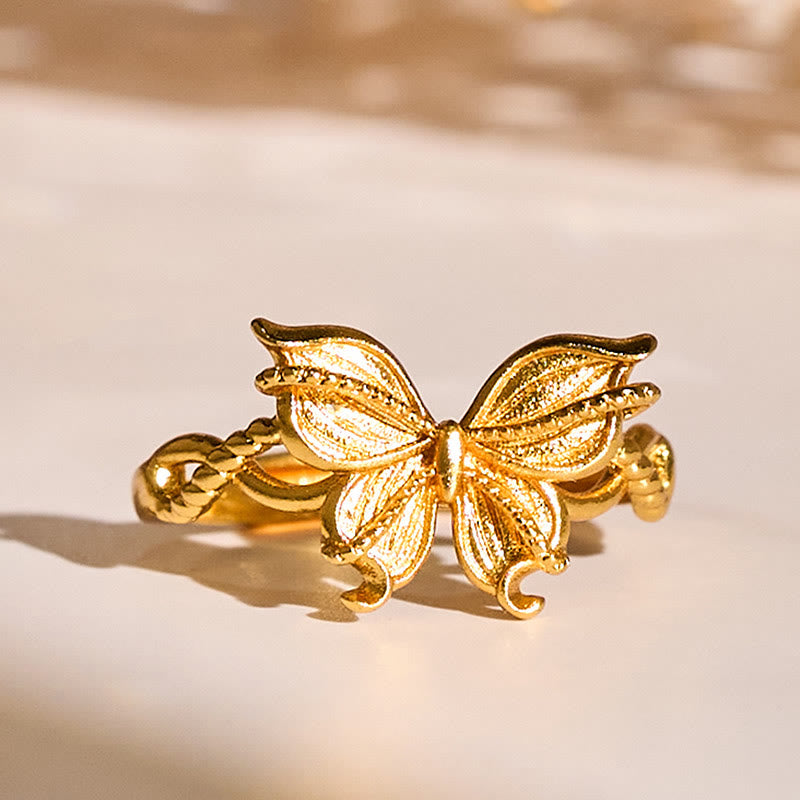 FREE Today: Love and Freedom 24k Gold Plated Brass Butterfly Symbol Adjustable Ring