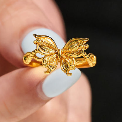 FREE Today: Love and Freedom 24k Gold Plated Brass Butterfly Symbol Adjustable Ring