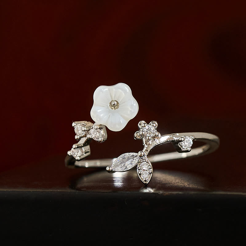 FREE Today: Healing and Luck White Flower Design Adjustable Copper Ring