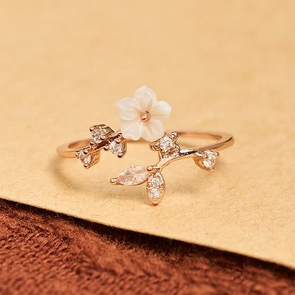 FREE Today: Healing and Luck White Flower Design Adjustable Copper Ring