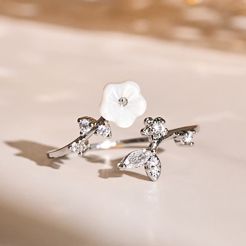 FREE Today: Healing and Luck White Flower Design Adjustable Copper Ring