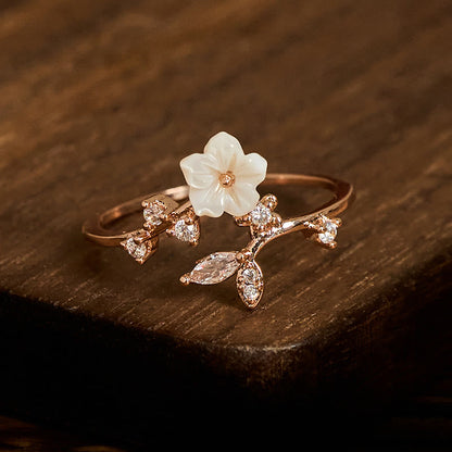 FREE Today: Healing and Luck White Flower Design Adjustable Copper Ring