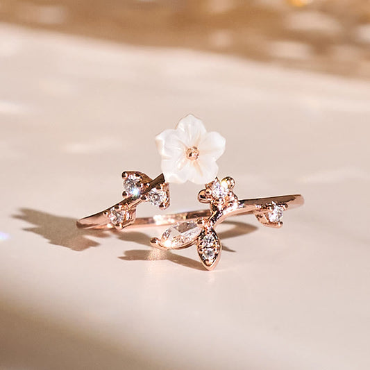 FREE Today: Healing and Luck White Flower Design Adjustable Copper Ring