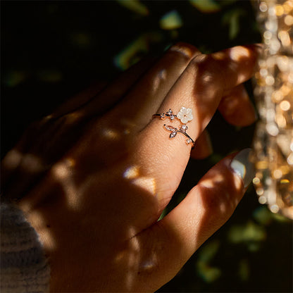 FREE Today: Healing and Luck White Flower Design Adjustable Copper Ring