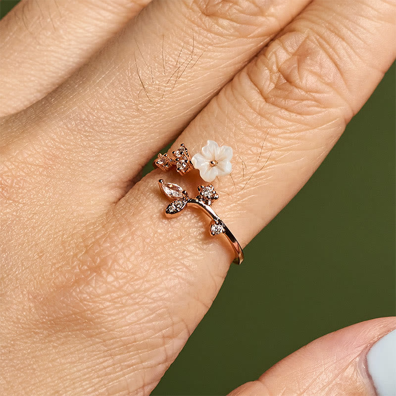 FREE Today: Healing and Luck White Flower Design Adjustable Copper Ring