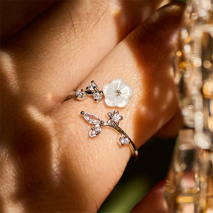 FREE Today: Healing and Luck White Flower Design Adjustable Copper Ring