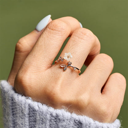 FREE Today: Healing and Luck White Flower Design Adjustable Copper Ring