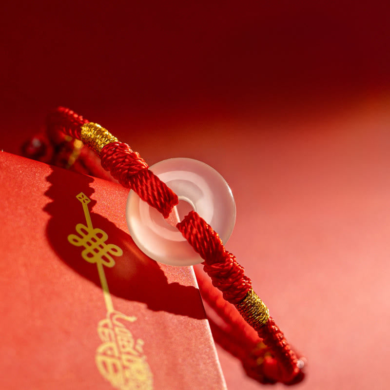 FREE Today: Strength Connection White Chalcedony Peace Buckle Braided Bracelet