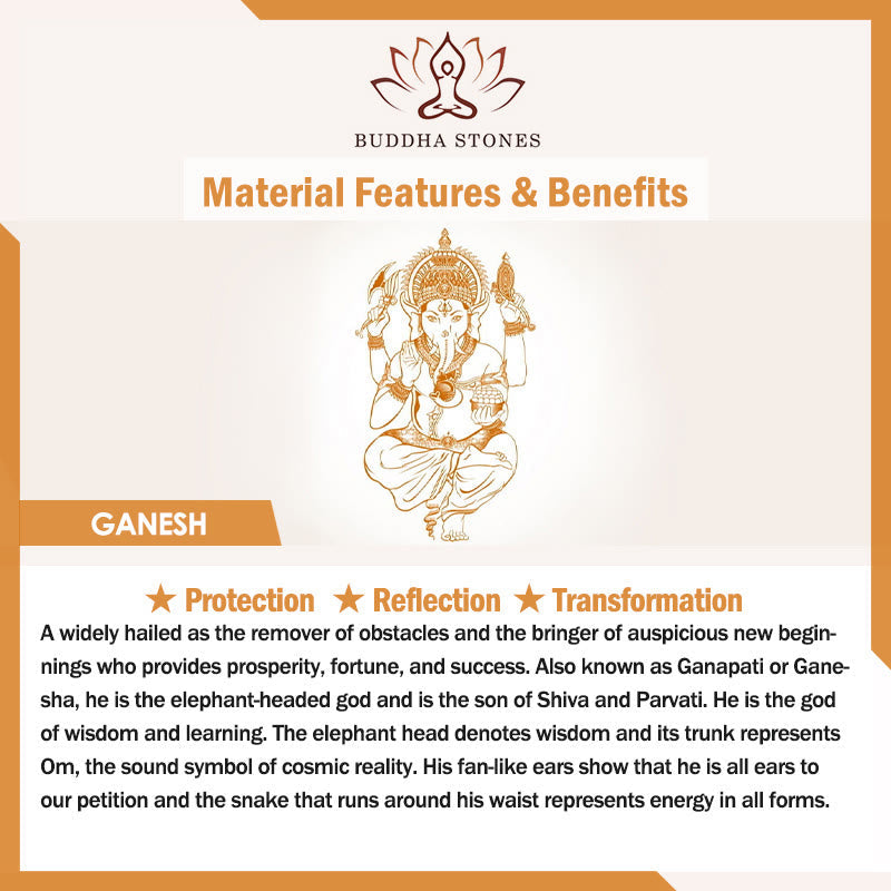 FREE Today: Strength and Reflection Ganesh Elephant Relief Design Natural Black Obsidian Necklace Pendant