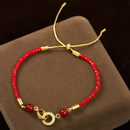 FREE Today: Strength and Protection Peace Buckles Copper Plated Gold Red String Bracelet