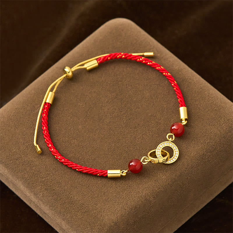 FREE Today: Strength and Protection Peace Buckles Copper Plated Gold Red String Bracelet