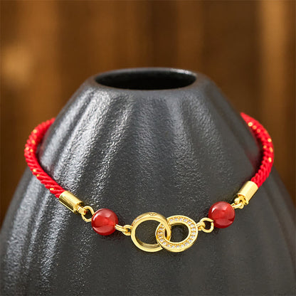 FREE Today: Strength and Protection Peace Buckles Copper Plated Gold Red String Bracelet