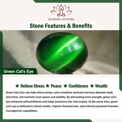 FREE Today: Relieve Stress and Confidence Green Cat's Eye Stone Thin Cuff Bangle Bracelet