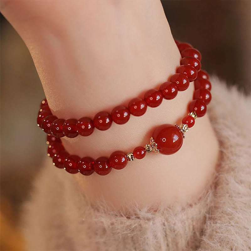 FREE Today: Self-acceptance and Confidence Double Wrap Red Agate Beaded Bracelet
