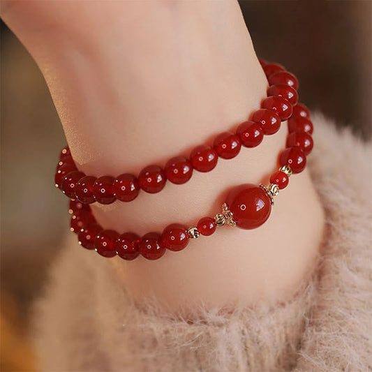 FREE Today: Self-acceptance and Confidence Double Wrap Red Agate Beaded Bracelet