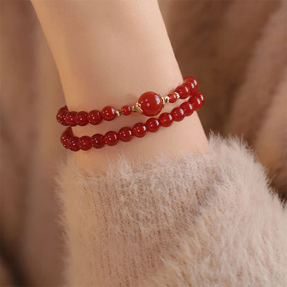 FREE Today: Self-acceptance and Confidence Double Wrap Red Agate Beaded Bracelet