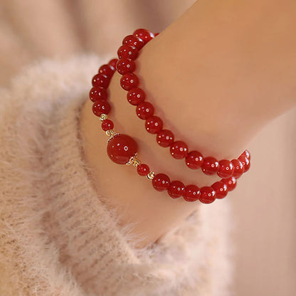 FREE Today: Self-acceptance and Confidence Double Wrap Red Agate Beaded Bracelet