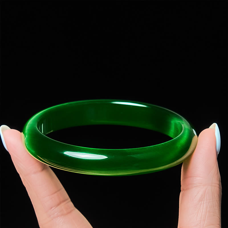 FREE Today: Relieve Stress and Confidence Green Cat's Eye Stone Thin Cuff Bangle Bracelet