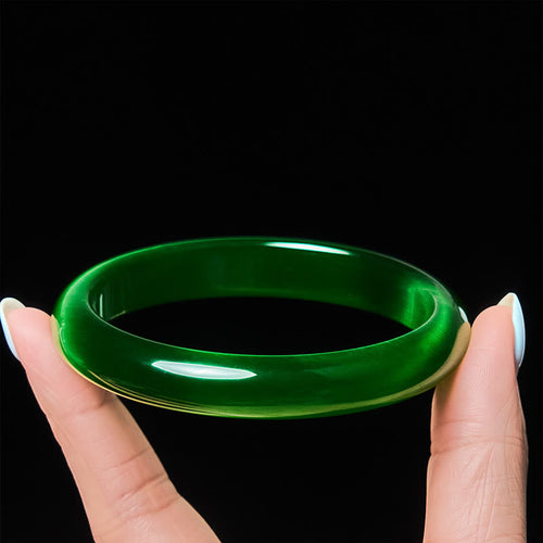 FREE Today: Relieve Stress and Confidence Green Cat's Eye Stone Thin Cuff Bangle Bracelet