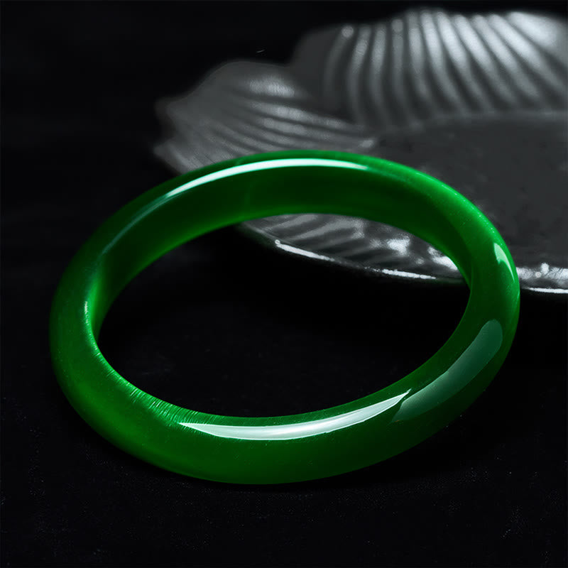 FREE Today: Relieve Stress and Confidence Green Cat's Eye Stone Thin Cuff Bangle Bracelet