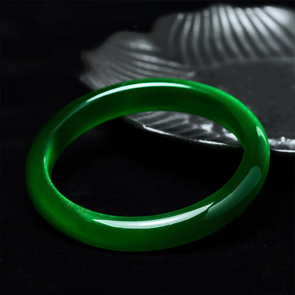 FREE Today: Relieve Stress and Confidence Green Cat's Eye Stone Thin Cuff Bangle Bracelet
