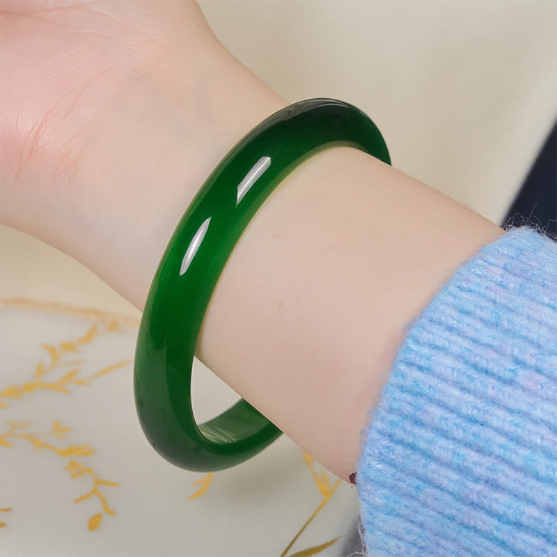 FREE Today: Relieve Stress and Confidence Green Cat's Eye Stone Thin Cuff Bangle Bracelet