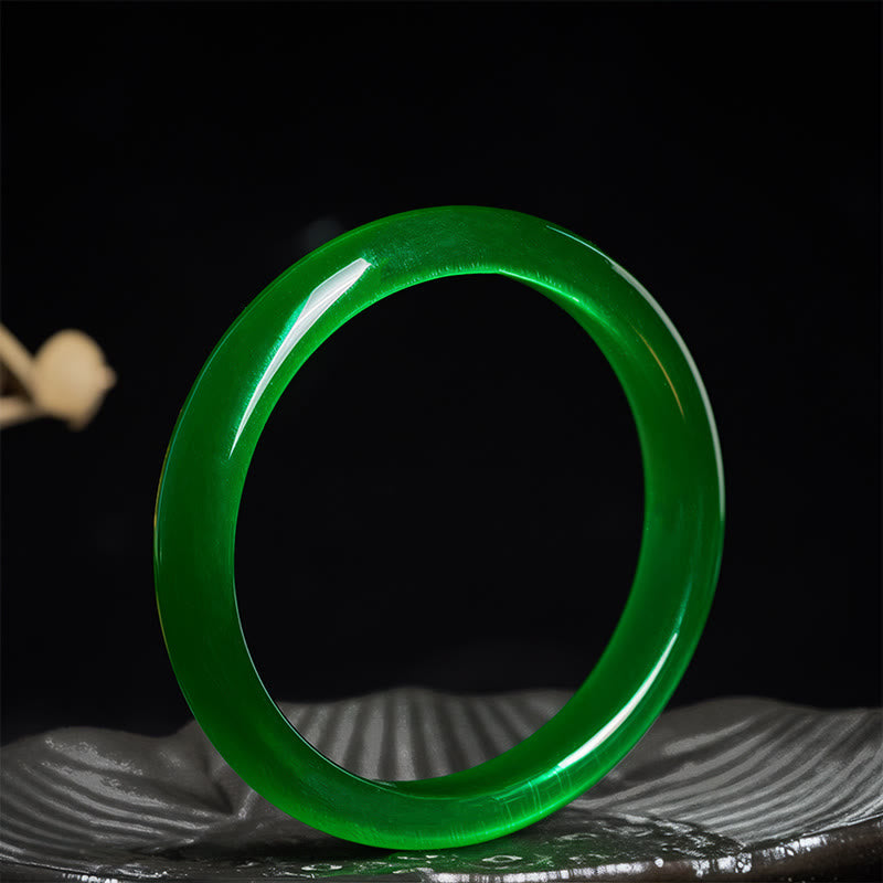 FREE Today: Relieve Stress and Confidence Green Cat's Eye Stone Thin Cuff Bangle Bracelet