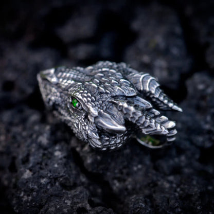 FREE Today: Men's Viking Green Eye Dragon Head Necklace